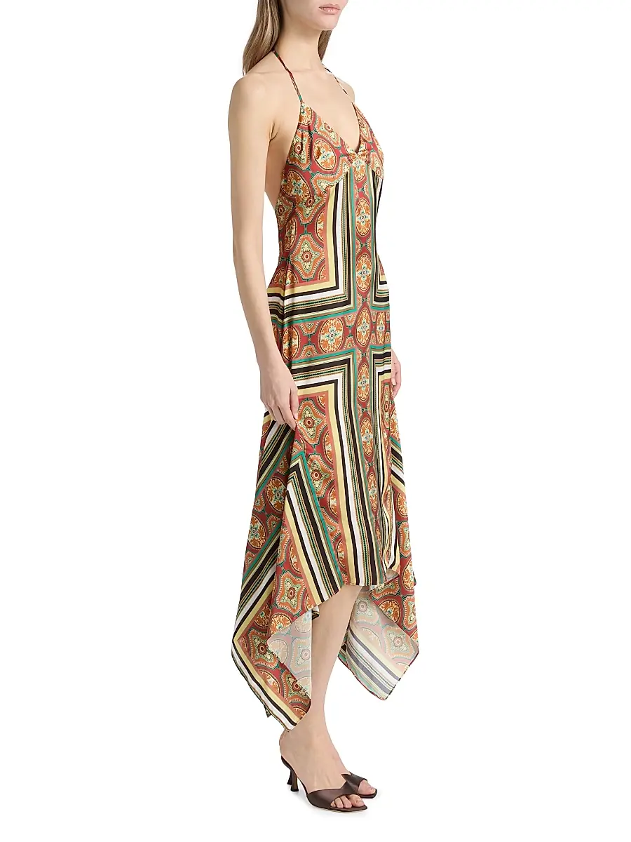 Misa Los Angeles Women's Sheila Printed Satin Handkerchief Midi-Dress | Thumbnail 3 Misa Los Angeles Women's Sheila Printed Satin Handkerchief Midi-Dress | Thumbnail 3