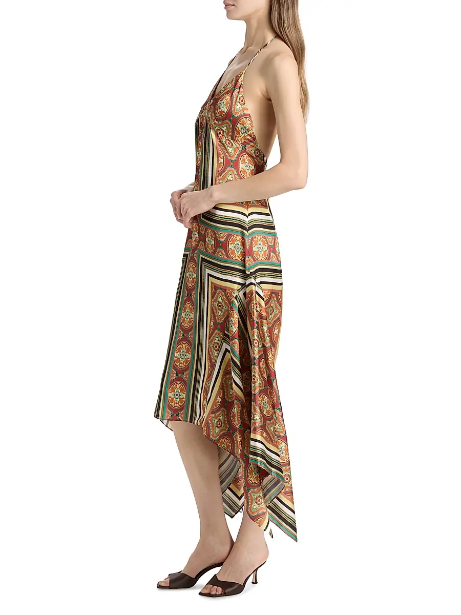 Misa Los Angeles Women's Sheila Printed Satin Handkerchief Midi-Dress | Thumbnail 4 Misa Los Angeles Women's Sheila Printed Satin Handkerchief Midi-Dress | Thumbnail 4