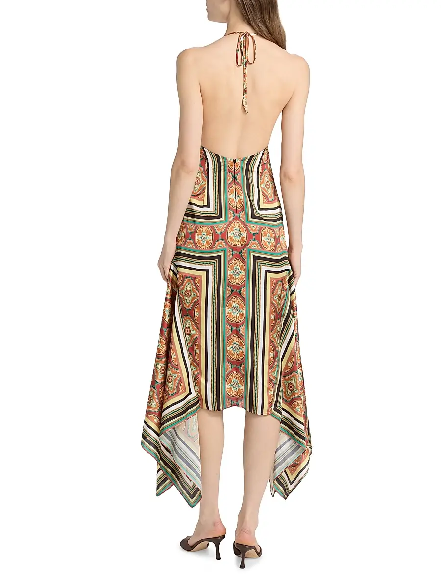 Misa Los Angeles Women's Sheila Printed Satin Handkerchief Midi-Dress | Thumbnail 5 Misa Los Angeles Women's Sheila Printed Satin Handkerchief Midi-Dress | Thumbnail 5