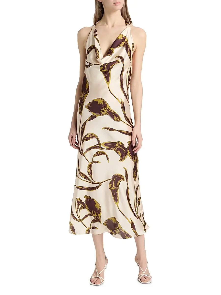 Misa Los Angeles Women's Ida Floral-Print Halterneck Satin Midi-Dress | Thumbnail 2 Misa Los Angeles Women's Ida Floral-Print Halterneck Satin Midi-Dress | Thumbnail 2