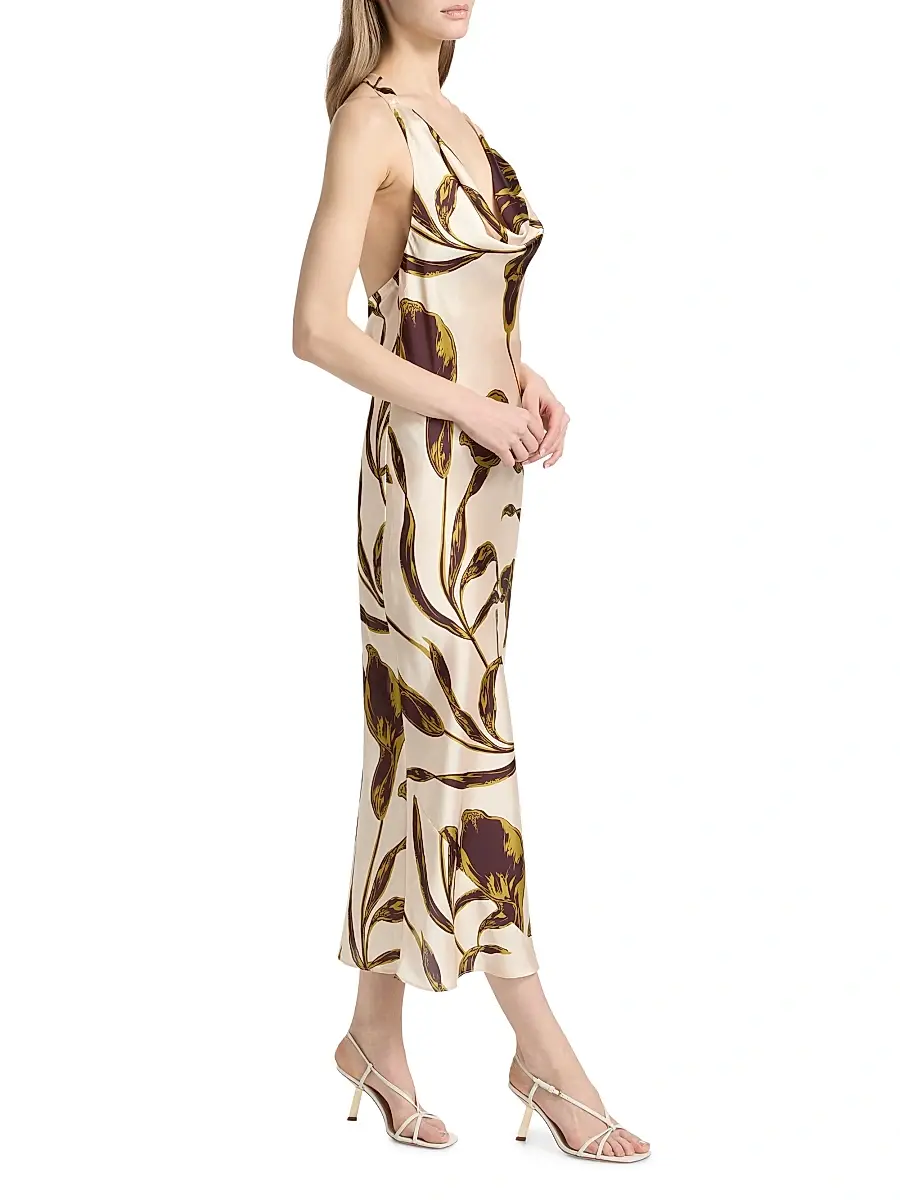 Misa Los Angeles Women's Ida Floral-Print Halterneck Satin Midi-Dress | Thumbnail 3 Misa Los Angeles Women's Ida Floral-Print Halterneck Satin Midi-Dress | Thumbnail 3