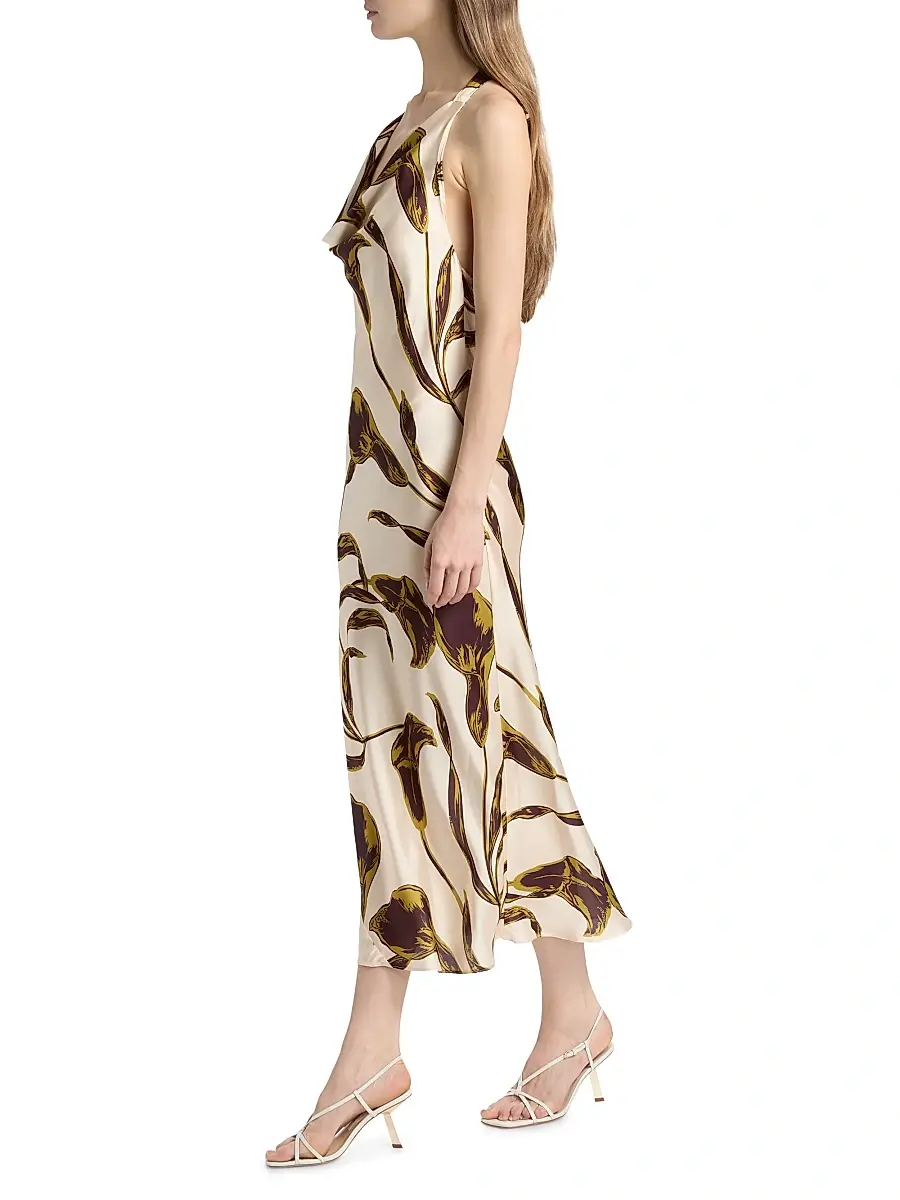 Misa Los Angeles Women's Ida Floral-Print Halterneck Satin Midi-Dress | Thumbnail 4 Misa Los Angeles Women's Ida Floral-Print Halterneck Satin Midi-Dress | Thumbnail 4