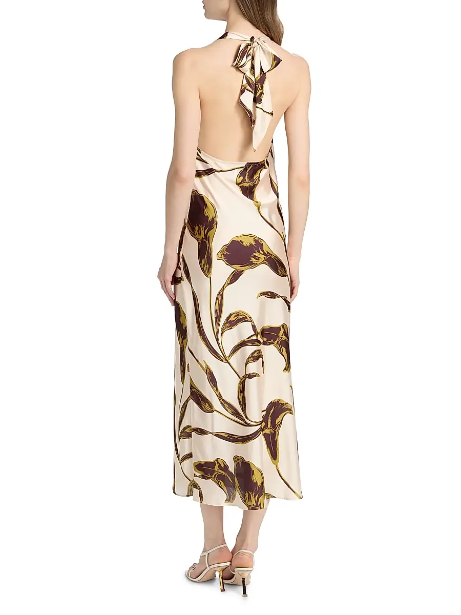 Misa Los Angeles Women's Ida Floral-Print Halterneck Satin Midi-Dress | Thumbnail 5 Misa Los Angeles Women's Ida Floral-Print Halterneck Satin Midi-Dress | Thumbnail 5