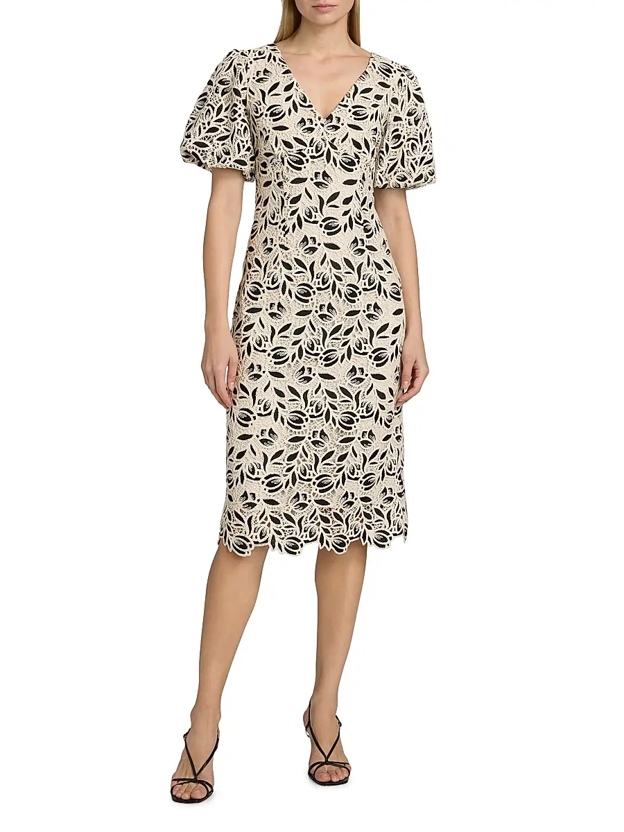 Elie Tahari Women's The Presley Embroidered-Lace Midi-Dress | Thumbnail 3