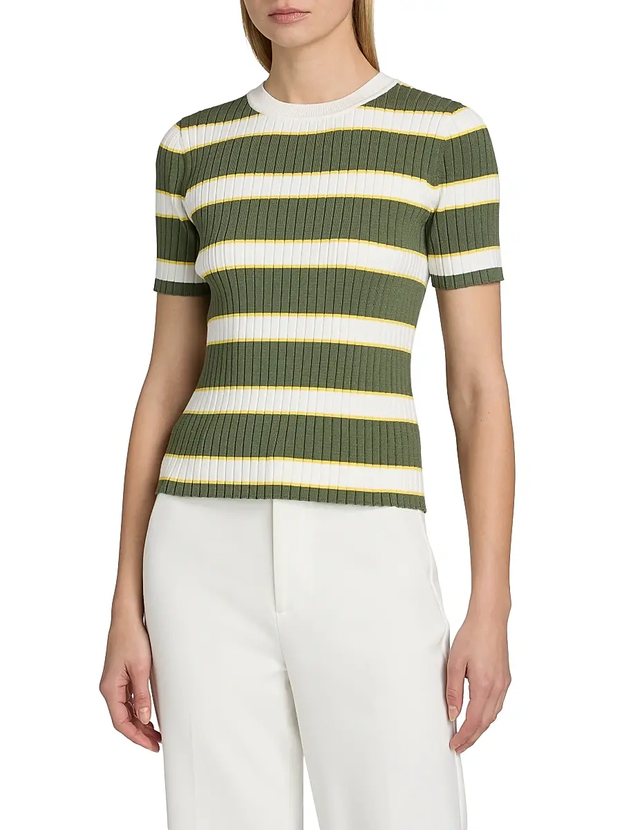 Elie Tahari Women's The Stevie Striped Rib-Knit Top | Thumbnail 3