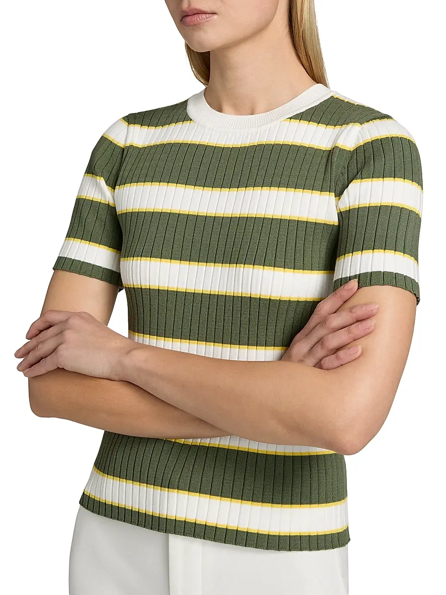 Elie Tahari Women's The Stevie Striped Rib-Knit Top | Thumbnail 6