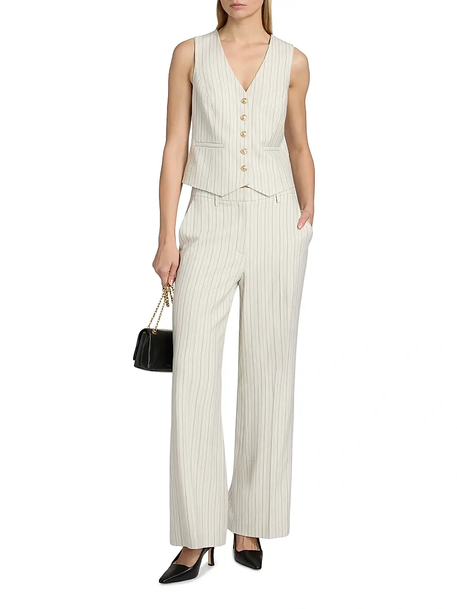 Elie Tahari Women's The Liliana Pinstriped Vest | Thumbnail 2