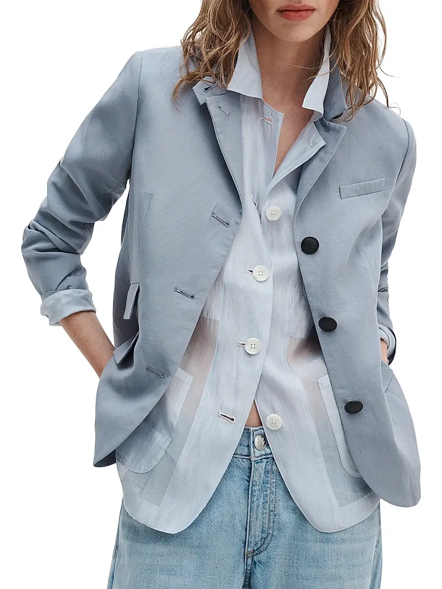 rag & bone Women's Slade Linen-Blend Blazer | Thumbnail 3 rag & bone Women's Slade Linen-Blend Blazer | Thumbnail 3
