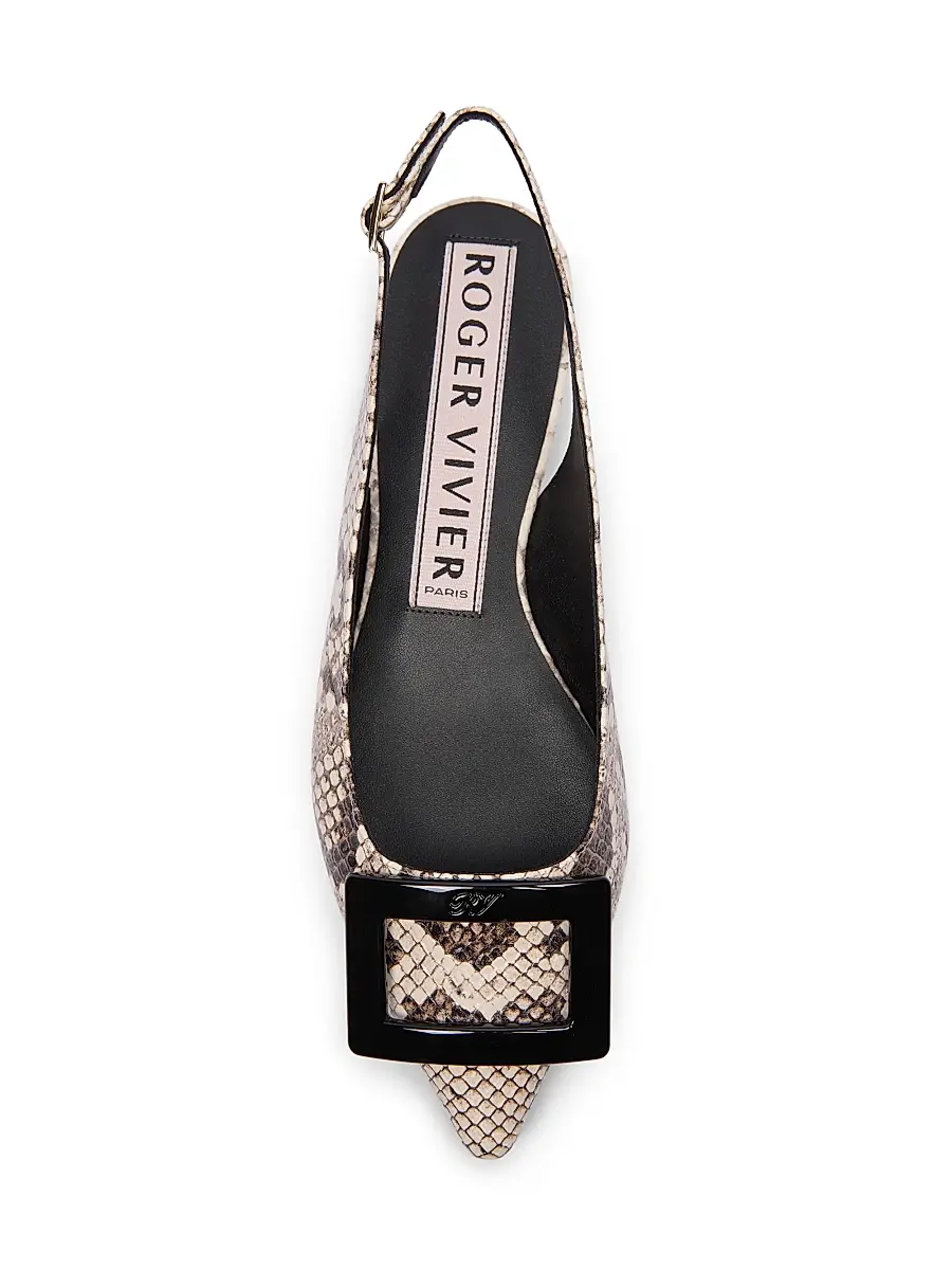 Roger Vivier Women's Gommettine Snakeskin-Embossed Leather Ballerina Flats | Thumbnail 3 Roger Vivier Women's Gommettine Snakeskin-Embossed Leather Ballerina Flats | Thumbnail 3