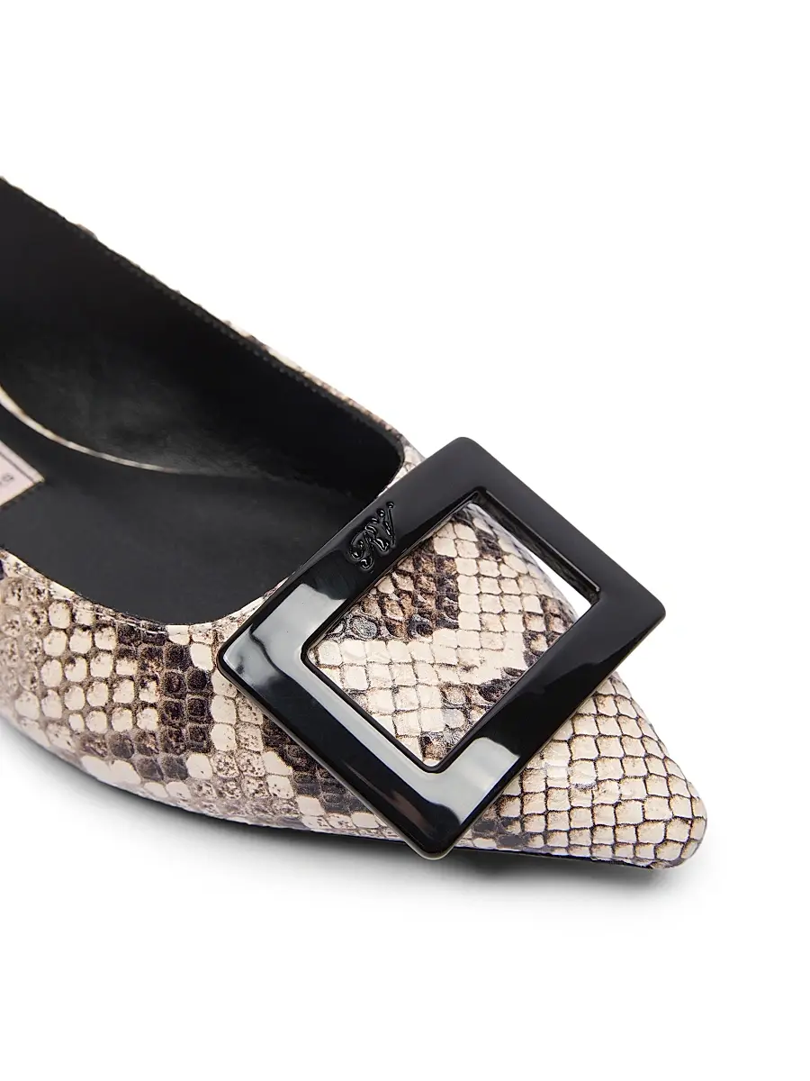 Roger Vivier Women's Gommettine Snakeskin-Embossed Leather Ballerina Flats | Thumbnail 4 Roger Vivier Women's Gommettine Snakeskin-Embossed Leather Ballerina Flats | Thumbnail 4