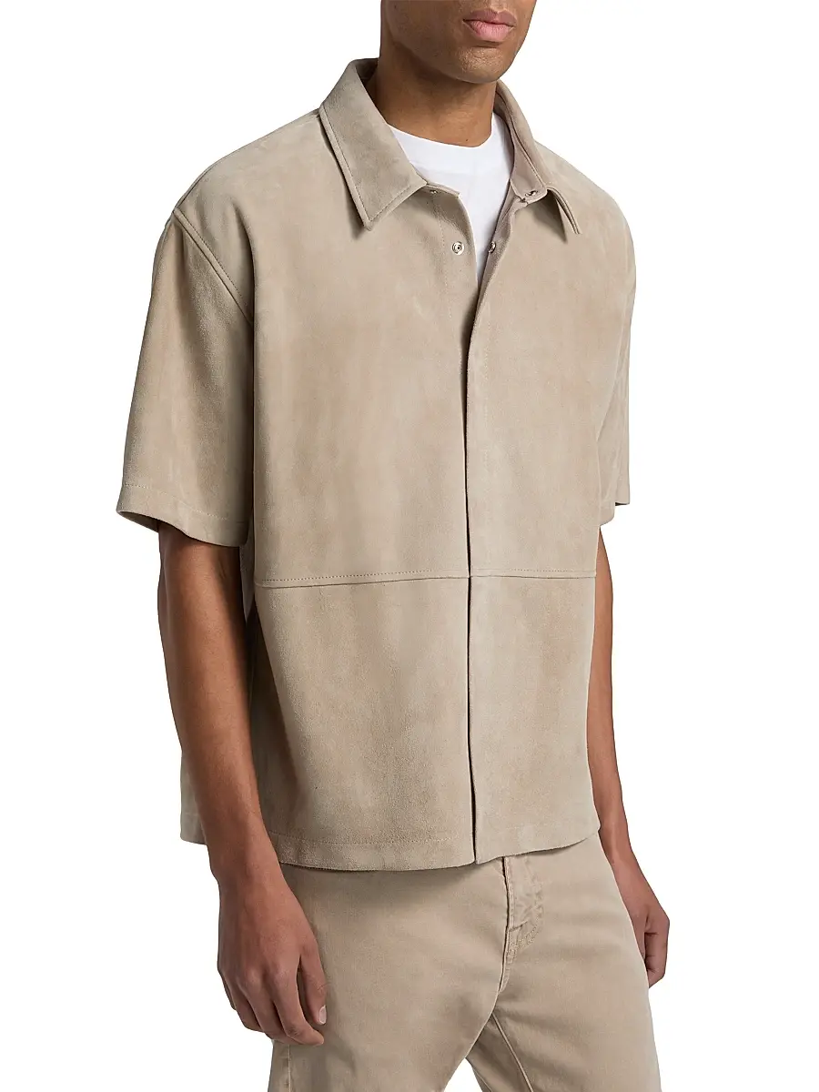Frame Men's Suede Button-Front Shirt | Thumbnail 4 Frame Men's Suede Button-Front Shirt | Thumbnail 4