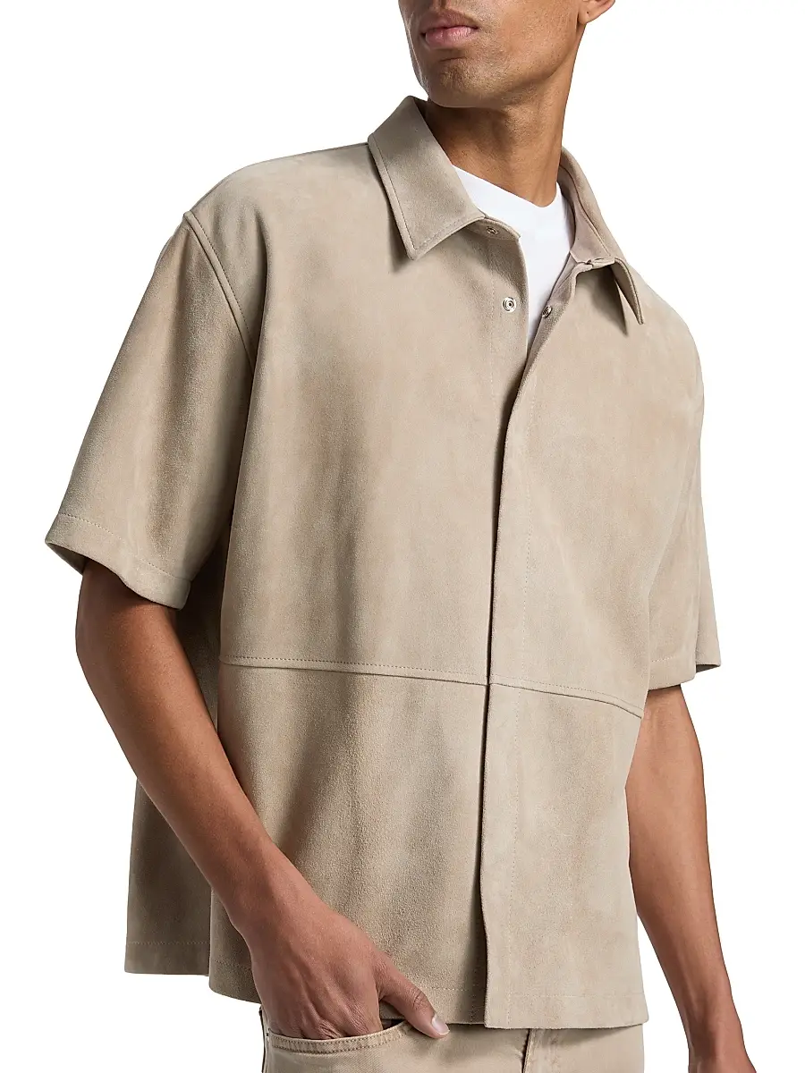Frame Men's Suede Button-Front Shirt | Thumbnail 6 Frame Men's Suede Button-Front Shirt | Thumbnail 6