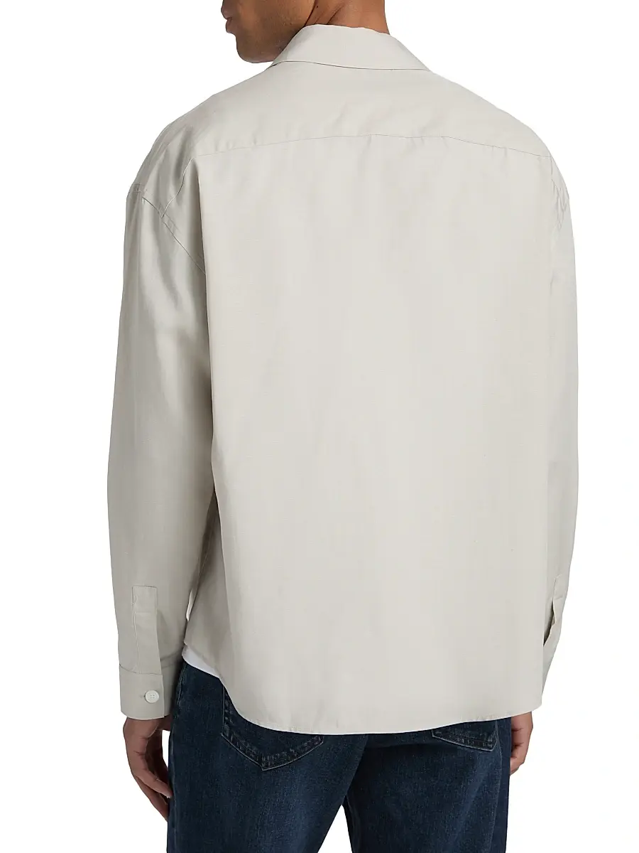 Frame Men's Linen Long-Sleeve Polo Shirt | Thumbnail 5 Frame Men's Linen Long-Sleeve Polo Shirt | Thumbnail 5