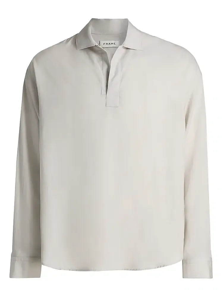 Frame Men's Linen Long-Sleeve Polo Shirt