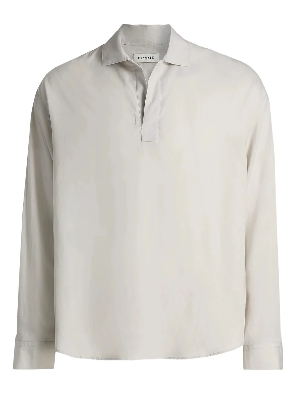 Men's Linen Long-Sleeve Polo Shirt