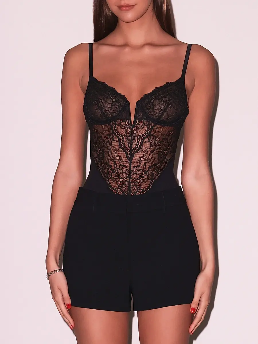 Fleur du Mal Women's Bianca Lace-Silk Bodysuit | Thumbnail 2 Fleur du Mal Women's Bianca Lace-Silk Bodysuit | Thumbnail 2