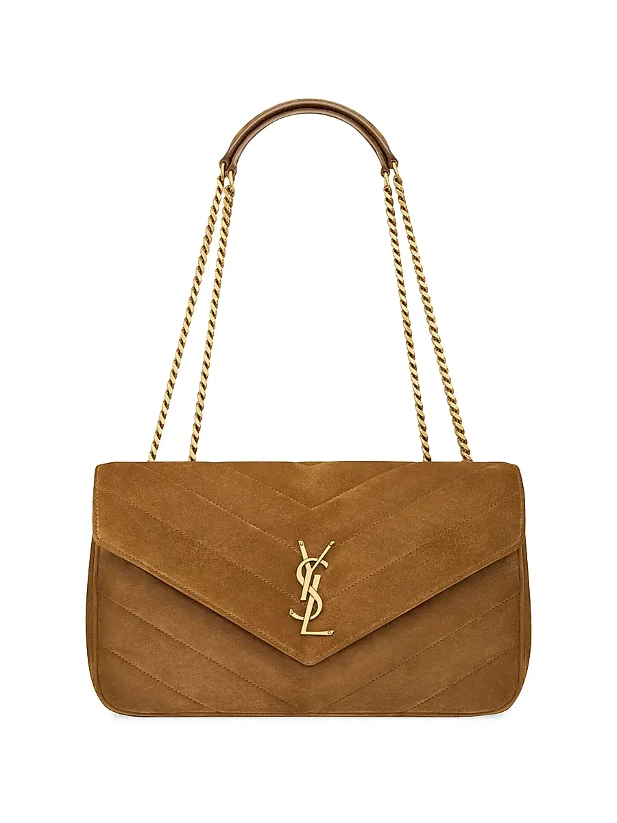 Saint Laurent Women's Loulou Medium in Matelassé Suede Shoulder Bag | Image 1 Saint Laurent Women's Loulou Medium in Matelassé Suede Shoulder Bag | Image 1