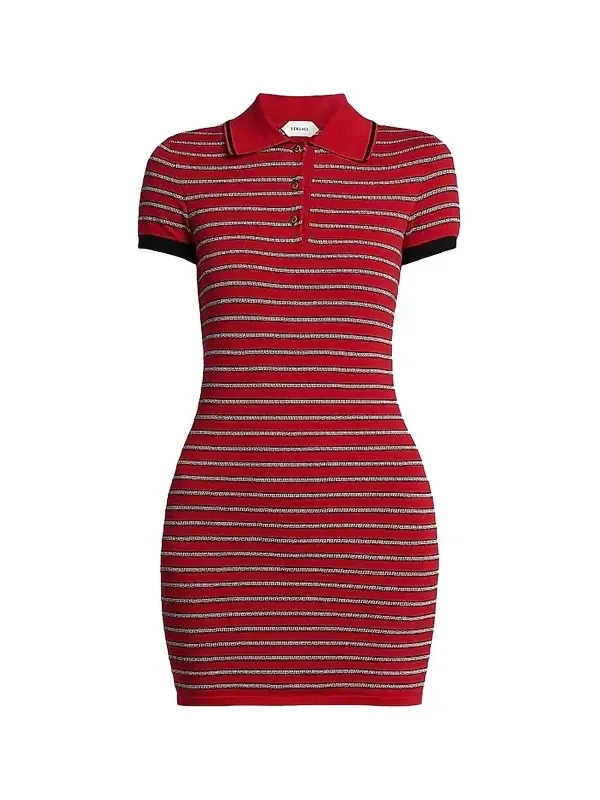 Women's La Vacanza Greca Stripe Cotton-Blend Polo Minidress