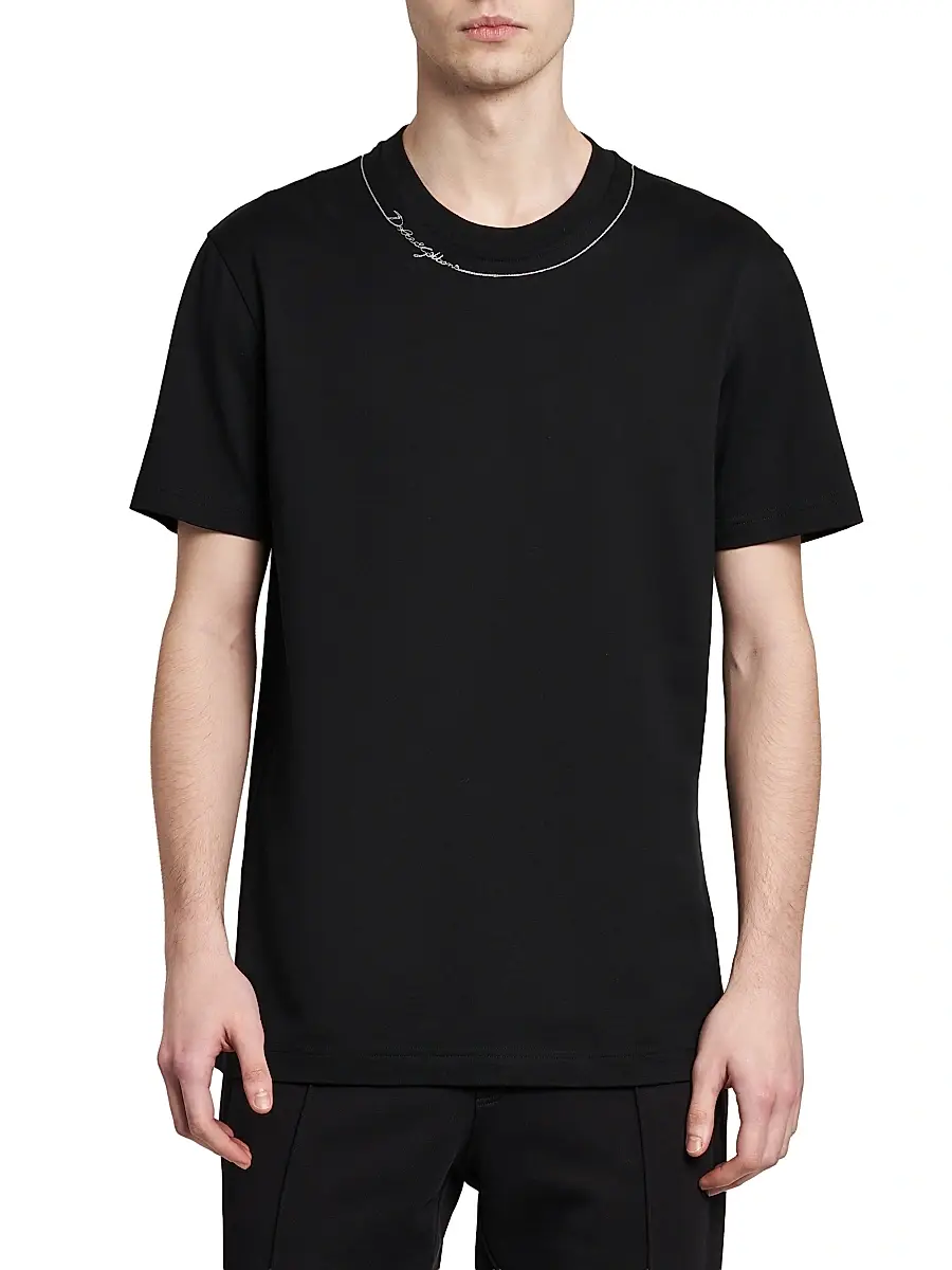 Dolce & Gabbana Men's Logo Cotton Crewneck T-Shirt | Thumbnail 3 Dolce & Gabbana Men's Logo Cotton Crewneck T-Shirt | Thumbnail 3