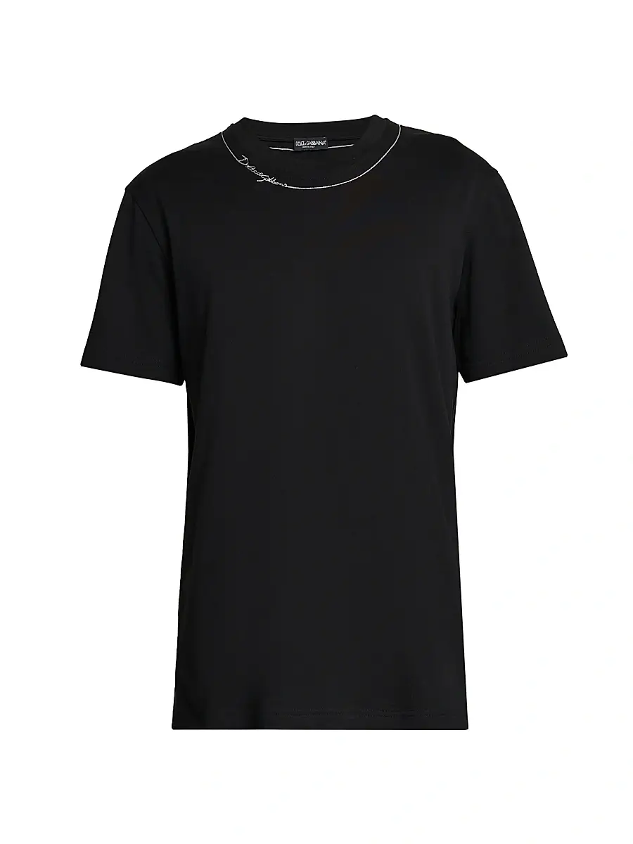 Dolce & Gabbana Men's Logo Cotton Crewneck T-Shirt - Nero | Image 1 Dolce & Gabbana Men's Logo Cotton Crewneck T-Shirt - Nero | Image 1