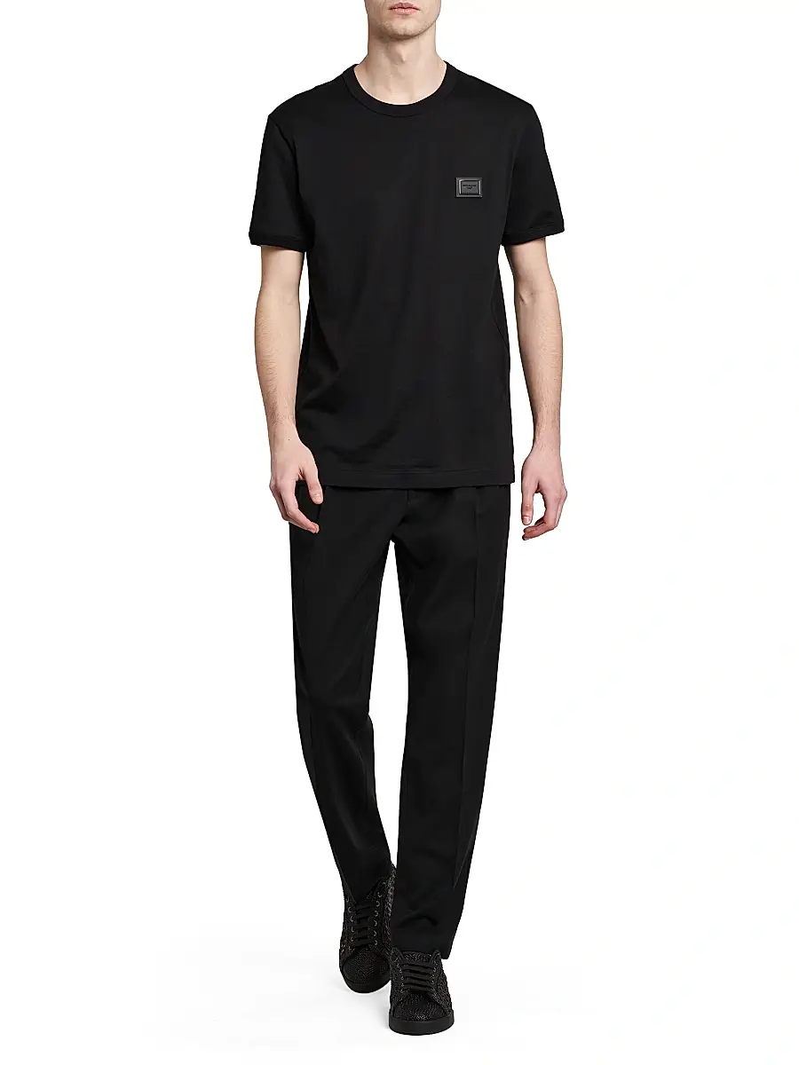 Dolce & Gabbana Men's Logo Patch Cotton T-Shirt | Thumbnail 2 Dolce & Gabbana Men's Logo Patch Cotton T-Shirt | Thumbnail 2