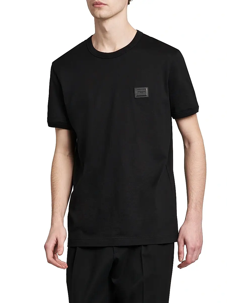 Dolce & Gabbana Men's Logo Patch Cotton T-Shirt | Thumbnail 3 Dolce & Gabbana Men's Logo Patch Cotton T-Shirt | Thumbnail 3