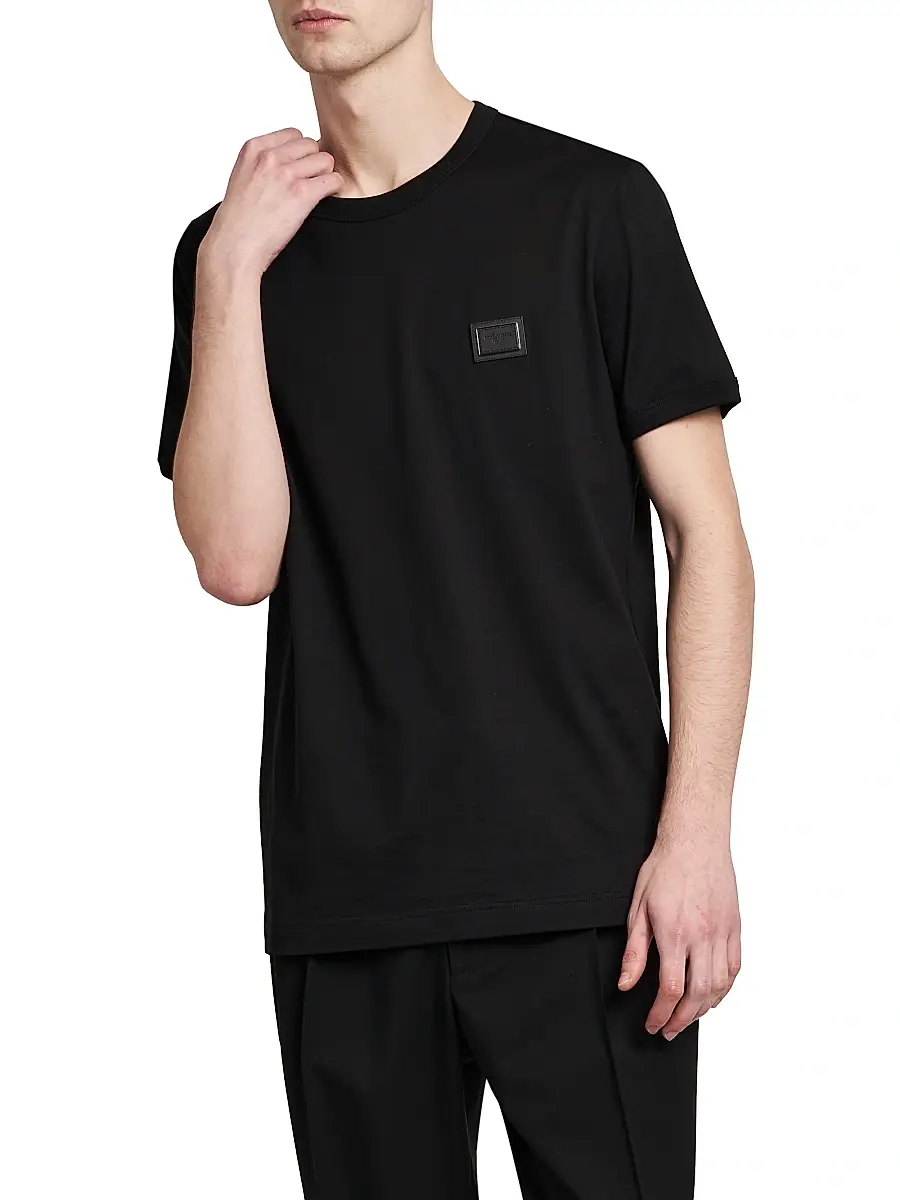 Dolce & Gabbana Men's Logo Patch Cotton T-Shirt | Thumbnail 4 Dolce & Gabbana Men's Logo Patch Cotton T-Shirt | Thumbnail 4