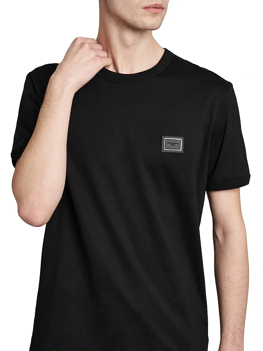 Dolce & Gabbana Men's Logo Patch Cotton T-Shirt | Thumbnail 6 Dolce & Gabbana Men's Logo Patch Cotton T-Shirt | Thumbnail 6