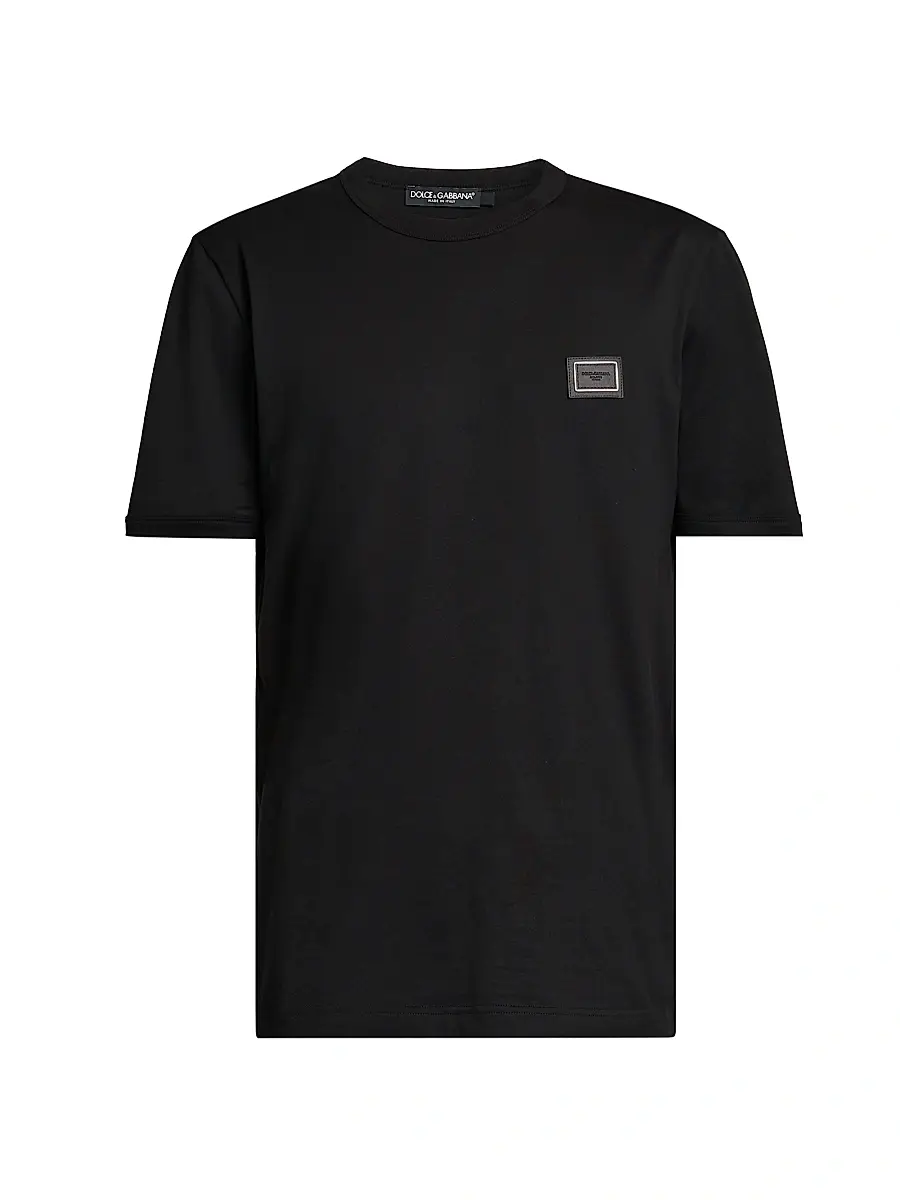 Dolce & Gabbana Men's Logo Patch Cotton T-Shirt - Nero | Image 1 Dolce & Gabbana Men's Logo Patch Cotton T-Shirt - Nero | Image 1
