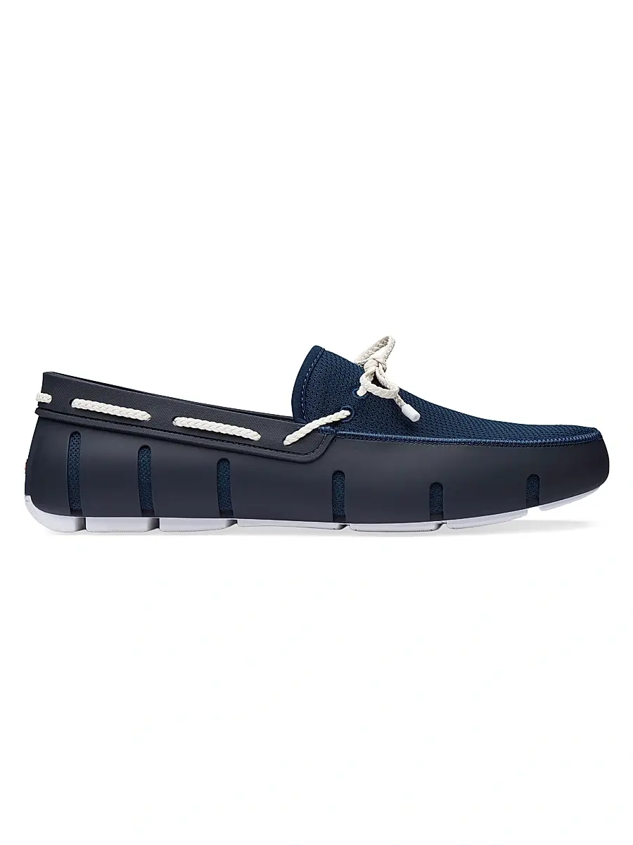 SWIMS Men's Braided Lace Loafers - Navy White - Size 15 | Image 1 SWIMS Men's Braided Lace Loafers - Navy White - Size 15 | Image 1