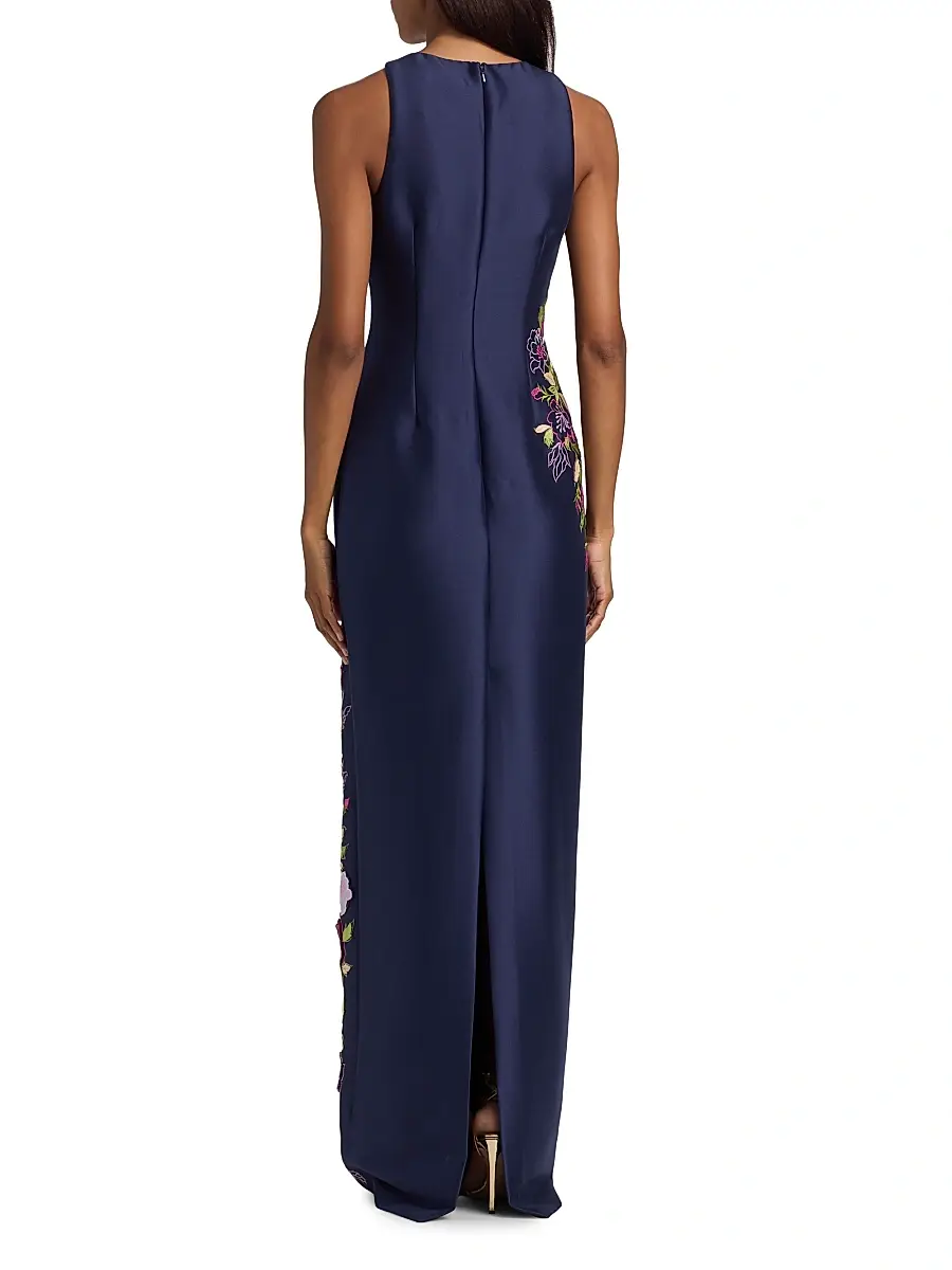 BADGLEY MISCHKA Women's Floral Stretch Mikado Column Gown | Thumbnail 5 BADGLEY MISCHKA Women's Floral Stretch Mikado Column Gown | Thumbnail 5