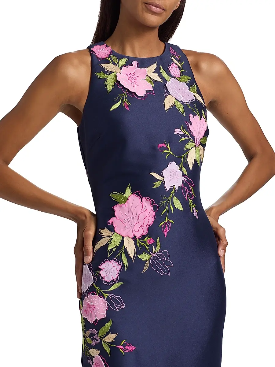 BADGLEY MISCHKA Women's Floral Stretch Mikado Column Gown | Thumbnail 6 BADGLEY MISCHKA Women's Floral Stretch Mikado Column Gown | Thumbnail 6