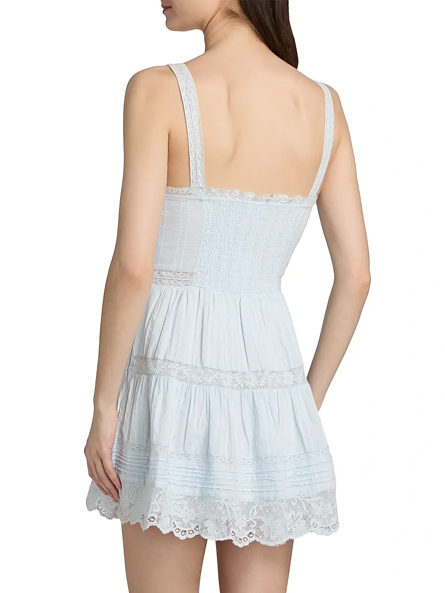 LoveShackFancy Women's Charlize Lace Cotton Tiered Minidress | Thumbnail 5