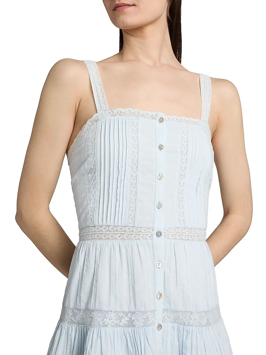 LoveShackFancy Women's Charlize Lace Cotton Tiered Minidress | Thumbnail 6