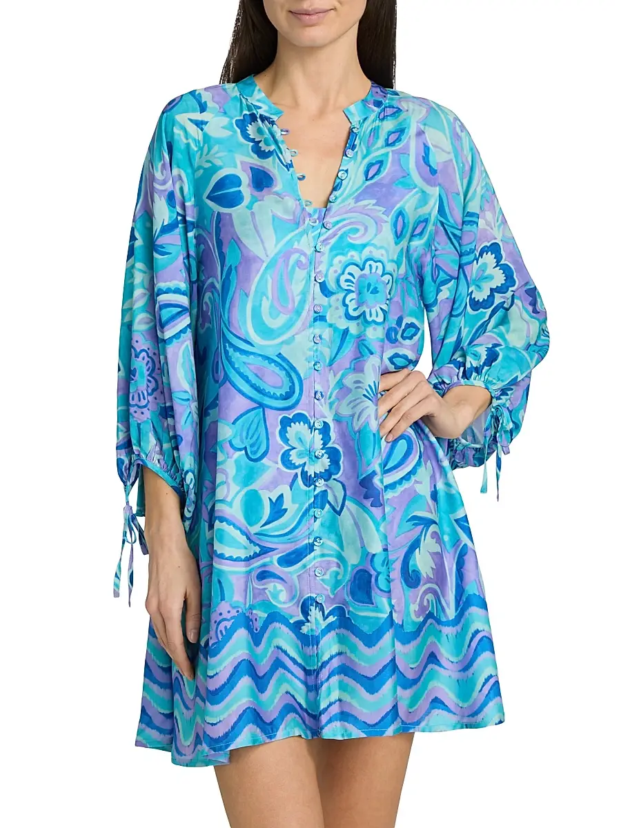 Johnny Was Women's Mulla Floral-Paisley Minidress | Thumbnail 3