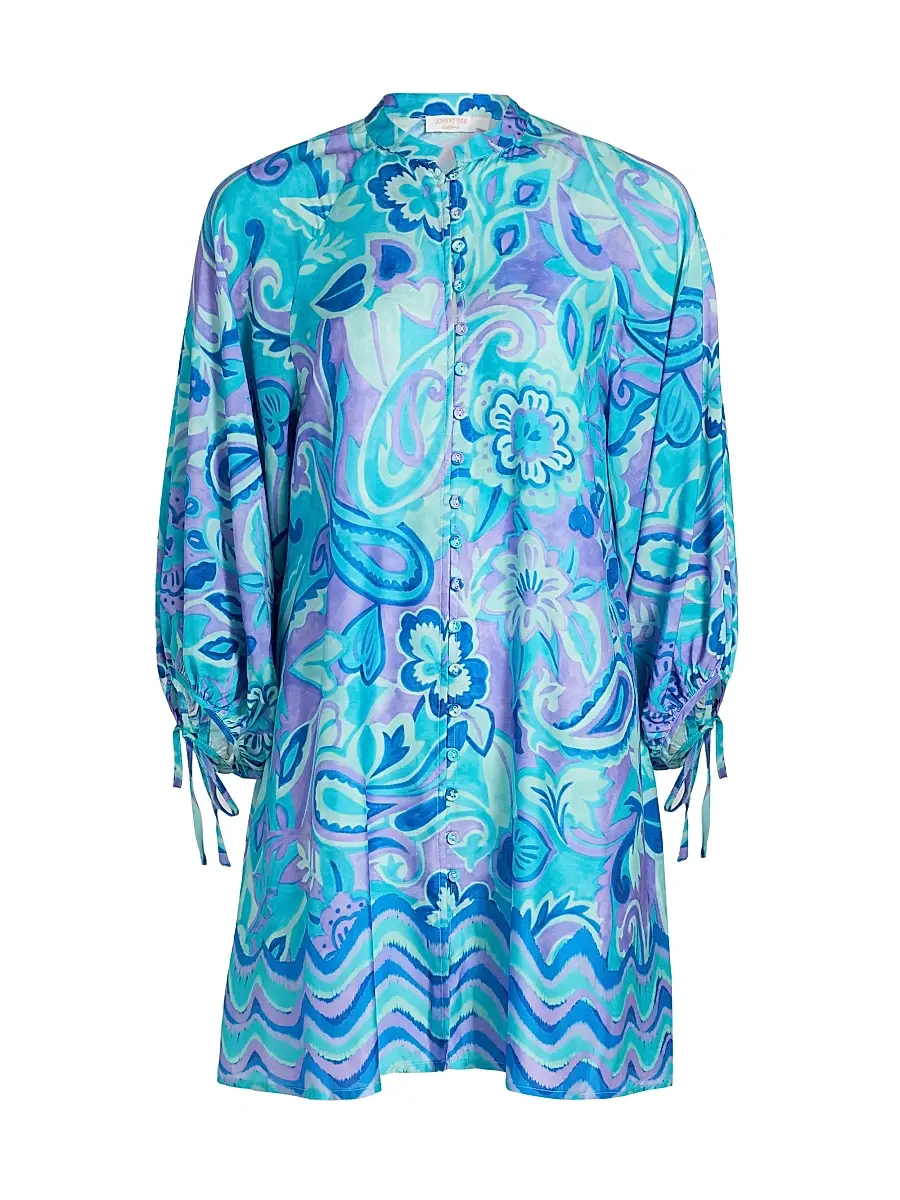 Johnny Was Women's Mulla Floral-Paisley Minidress - Mulla - Size Large | Image 1 Johnny Was Women's Mulla Floral-Paisley Minidress - Mulla - Size Large | Image 1