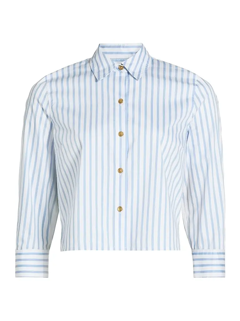L'Agence Women's Fawn Scarf-Print Striped Cotton-Blend Shirt