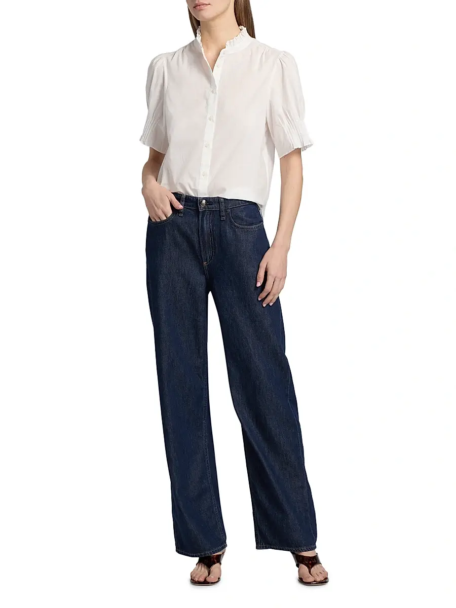 rag & bone Women's Dakota Cotton Poplin Puff-Sleeve Shirt | Thumbnail 2 rag & bone Women's Dakota Cotton Poplin Puff-Sleeve Shirt | Thumbnail 2