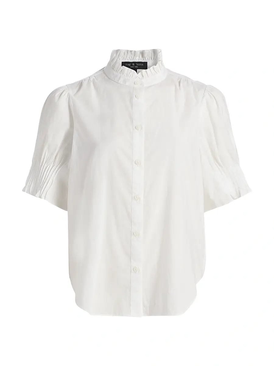 rag & bone Women's Dakota Cotton Poplin Puff-Sleeve Shirt