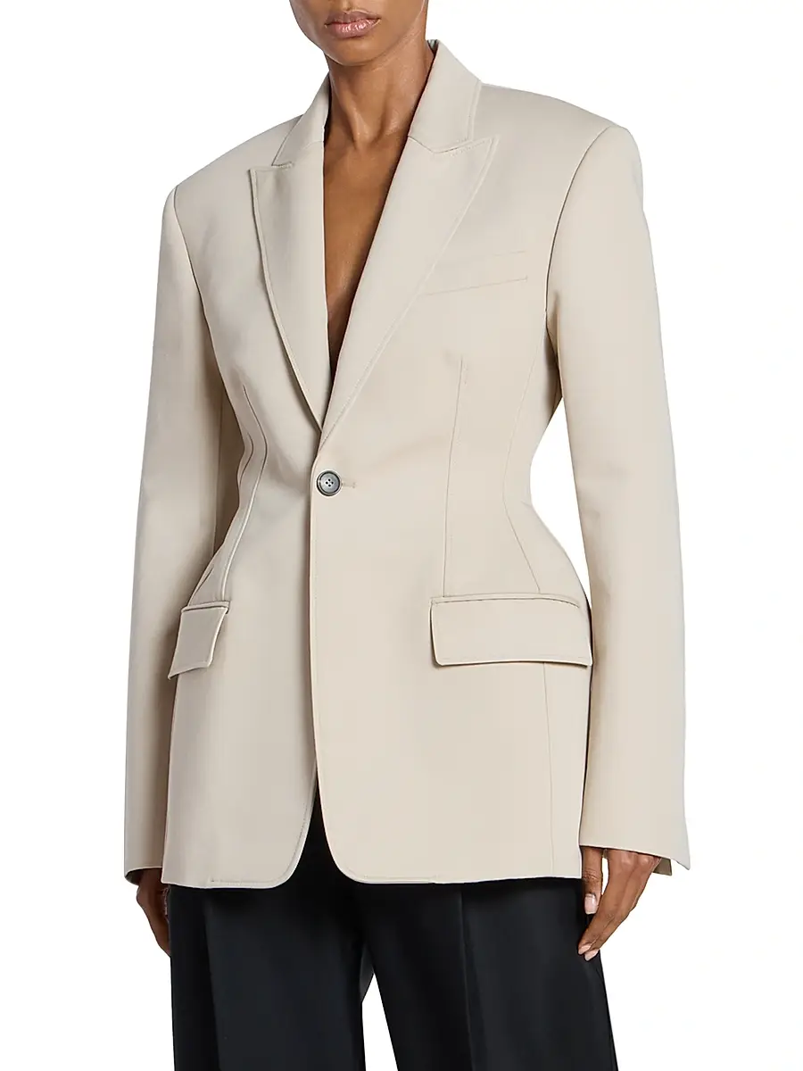 Wardrobe.NYC WARDROBE. NYC Women's Drill Contour Cotton Single-Breasted Blazer | Thumbnail 3