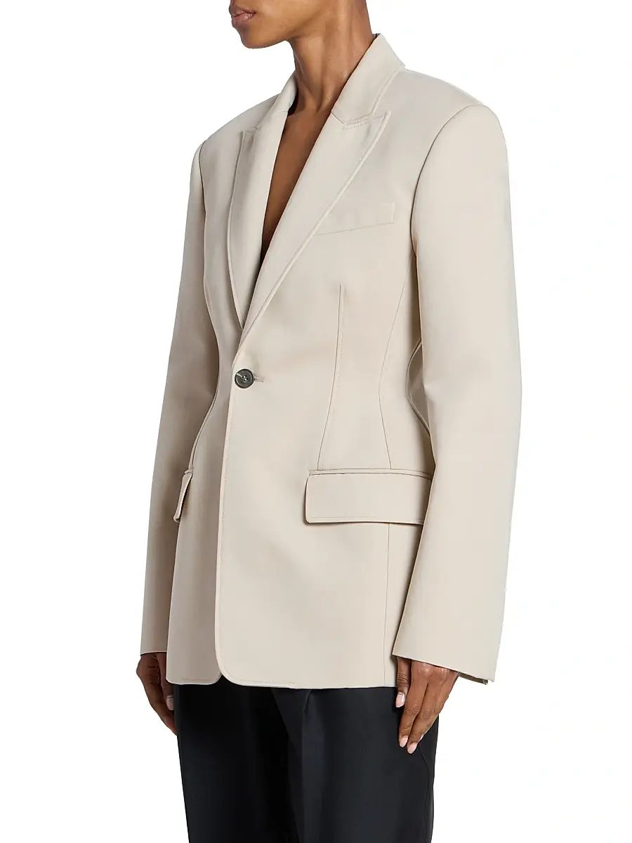 Wardrobe.NYC WARDROBE. NYC Women's Drill Contour Cotton Single-Breasted Blazer | Thumbnail 4