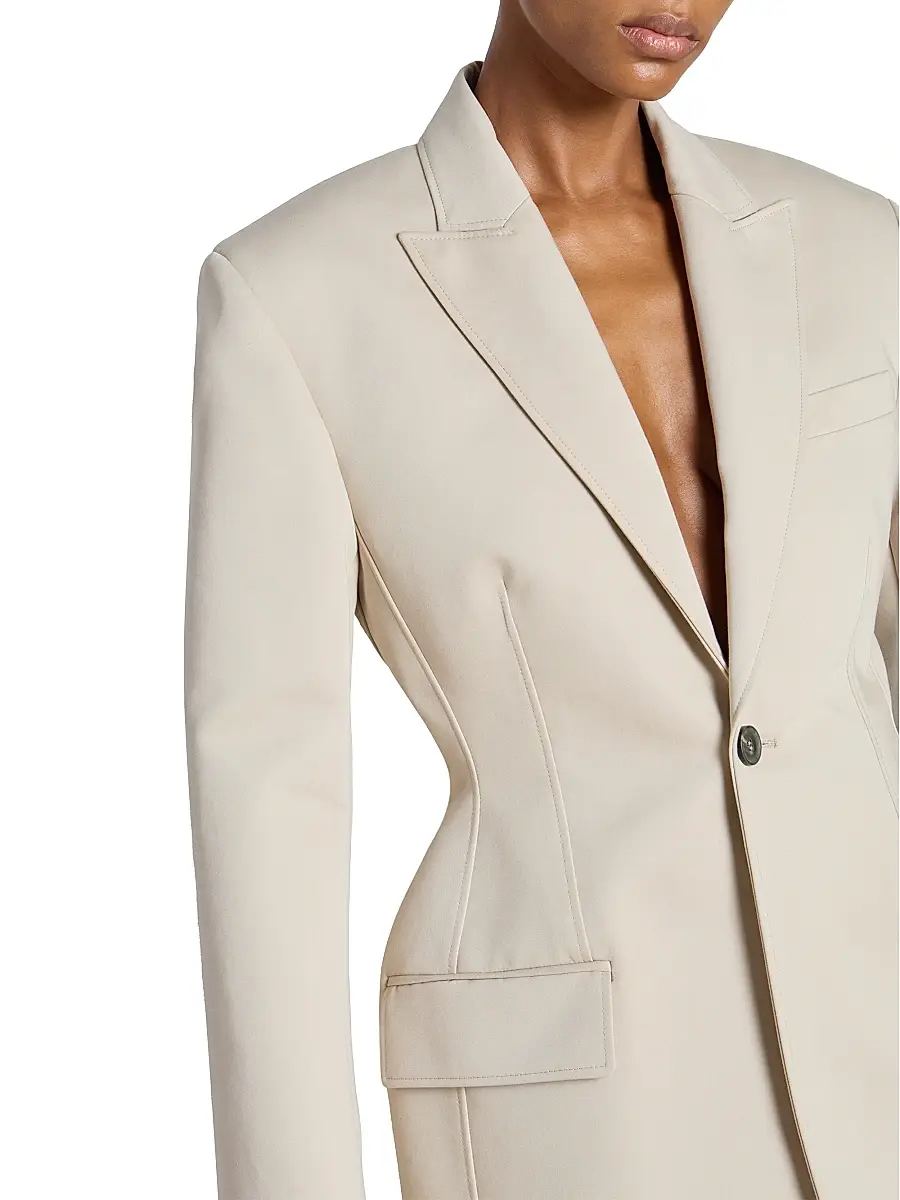 Wardrobe.NYC WARDROBE. NYC Women's Drill Contour Cotton Single-Breasted Blazer | Thumbnail 6