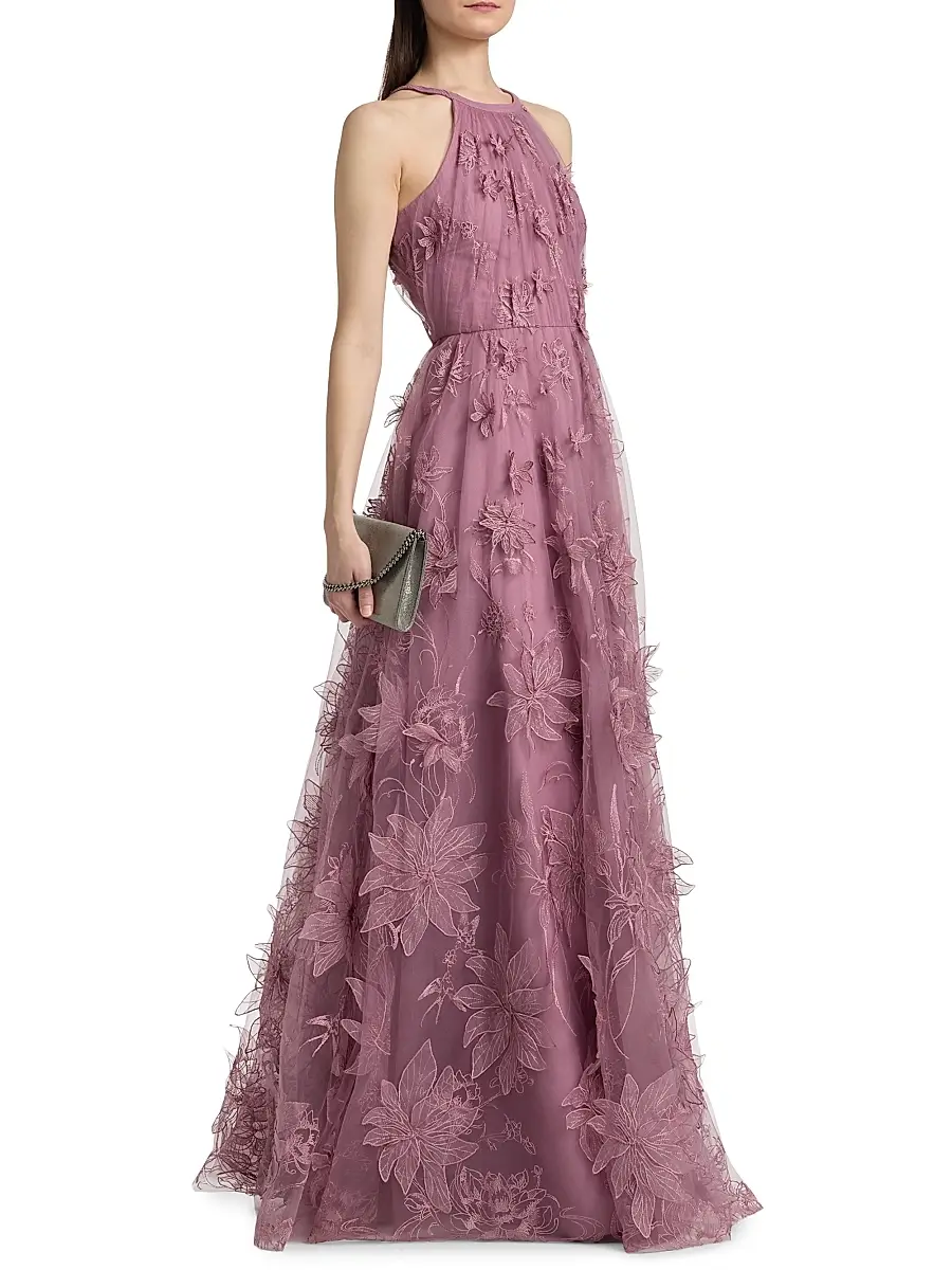 THEIA Women's Lux Floral-Embroidered Gown | Thumbnail 2 THEIA Women's Lux Floral-Embroidered Gown | Thumbnail 2