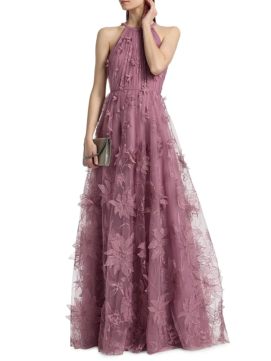 THEIA Women's Lux Floral-Embroidered Gown | Thumbnail 3 THEIA Women's Lux Floral-Embroidered Gown | Thumbnail 3