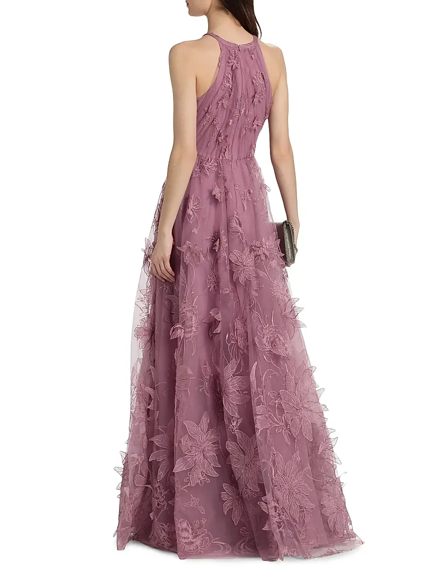 THEIA Women's Lux Floral-Embroidered Gown | Thumbnail 5 THEIA Women's Lux Floral-Embroidered Gown | Thumbnail 5