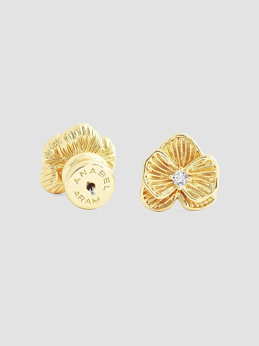 Anabel Aram Women's Orchid 18K-Gold-Plated & Cubic Zirconia Stud Earrings - Gold | Thumbnail 2