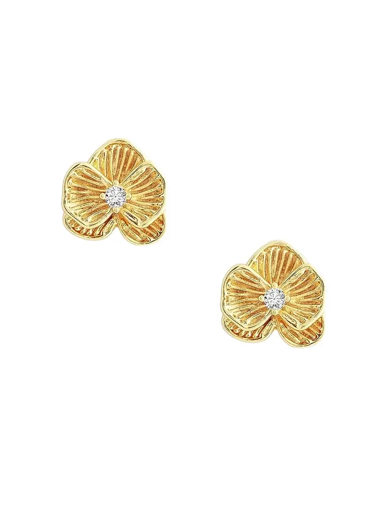 Anabel Aram Women's Orchid 18K-Gold-Plated & Cubic Zirconia Stud Earrings - Gold | Image 1 Anabel Aram Women's Orchid 18K-Gold-Plated & Cubic Zirconia Stud Earrings - Gold | Image 1