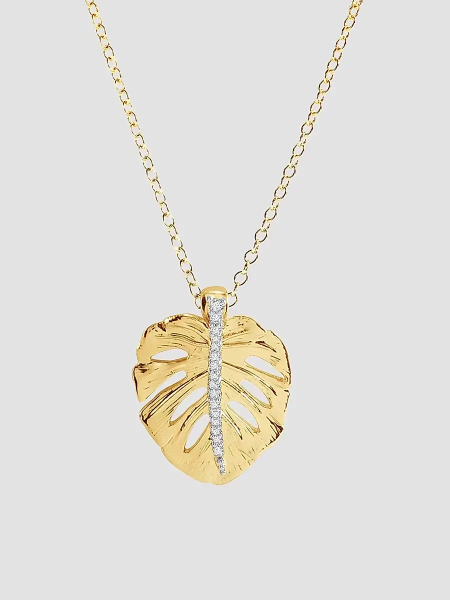 Anabel Aram Women's Monstera Palm 18K-Gold-Plated & Cubic Zirconia Pendant - Gold | Thumbnail 2 Anabel Aram Women's Monstera Palm 18K-Gold-Plated & Cubic Zirconia Pendant - Gold | Thumbnail 2