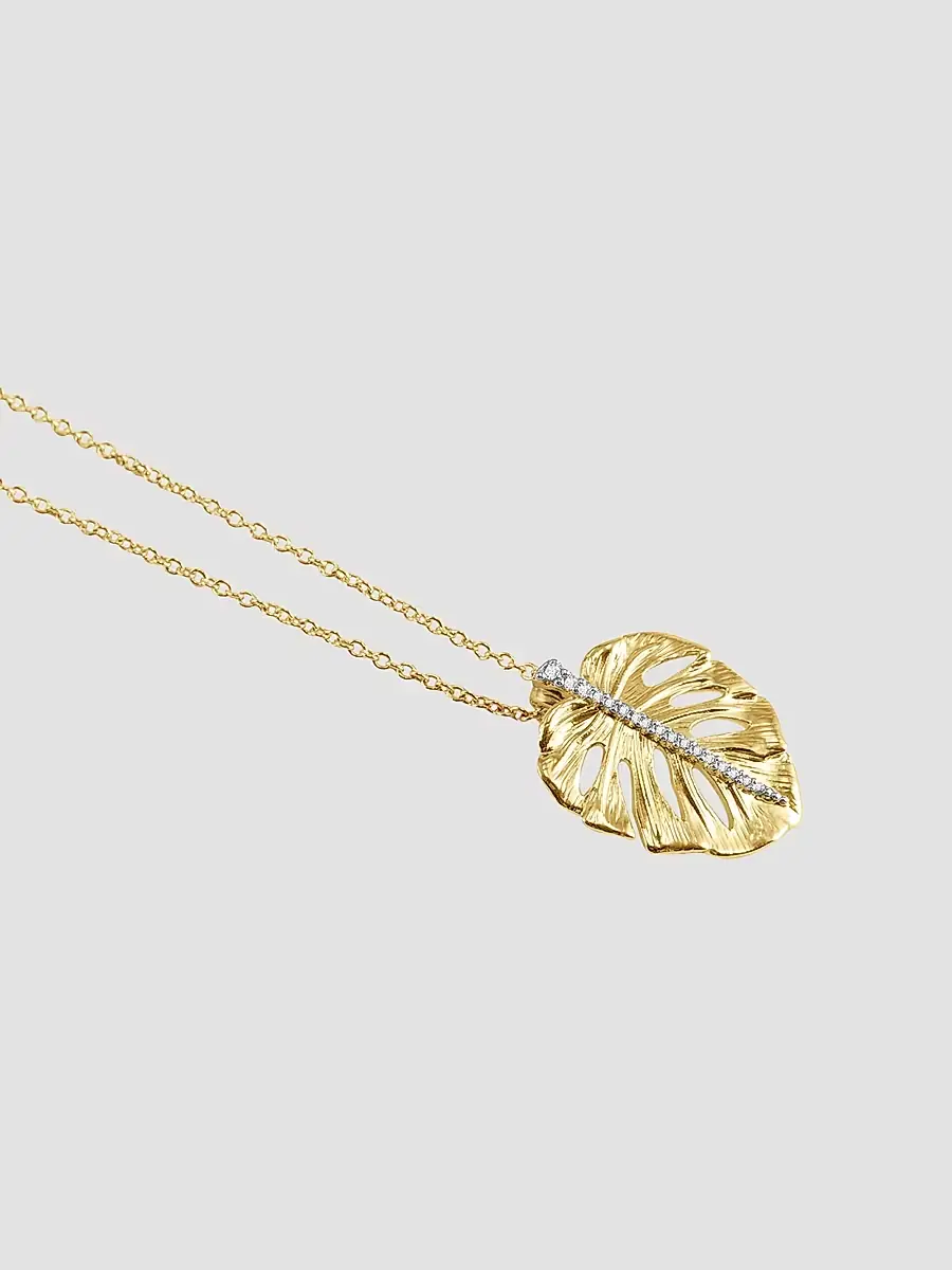 Anabel Aram Women's Monstera Palm 18K-Gold-Plated & Cubic Zirconia Pendant - Gold | Thumbnail 4 Anabel Aram Women's Monstera Palm 18K-Gold-Plated & Cubic Zirconia Pendant - Gold | Thumbnail 4