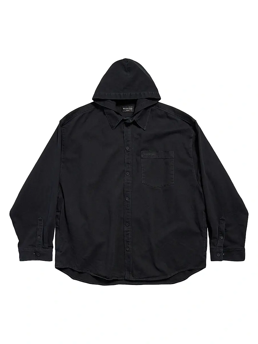 Balenciaga Men's Parka Denim Jacket - Black | Image 1 Balenciaga Men's Parka Denim Jacket - Black | Image 1